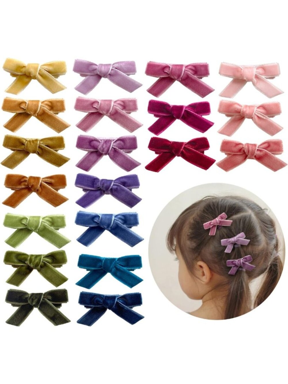 20pcs Velvet Mini Bows for Baby Girls | Cute Toddler Hair Clips, Perfect Gift